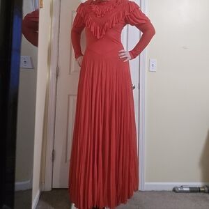 Philosophy di Alberta Ferretti Red Ruffle Elegant Women's Dress Gown small mediu